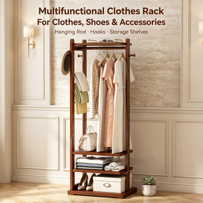 Multifunctional Solid Wood Garment Clothes Rack