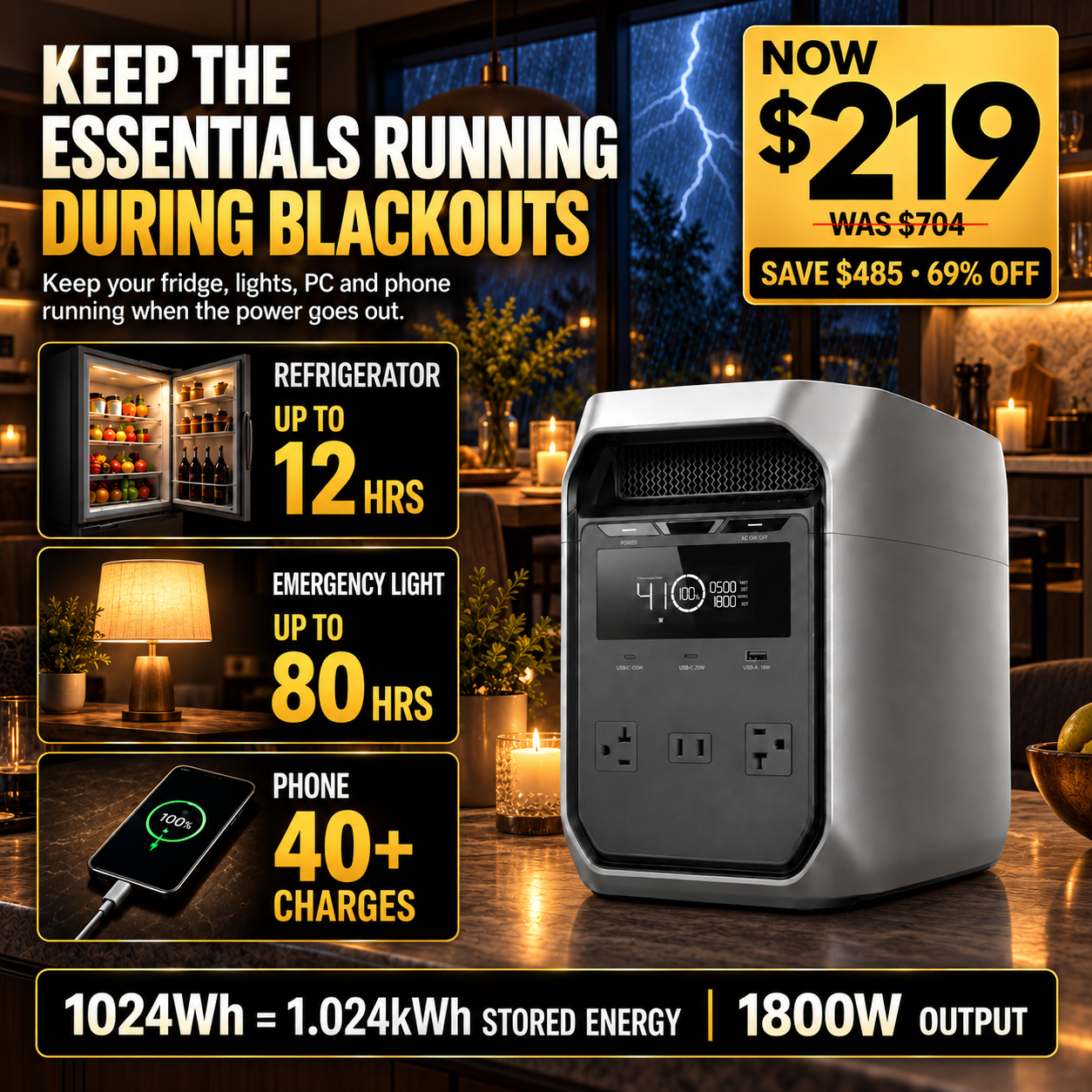1024Wh Portable Power Station