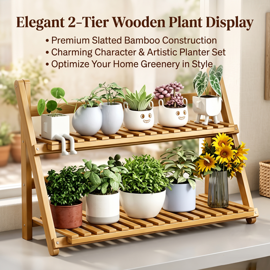 2-Tier Foldable Bamboo Plant Stand