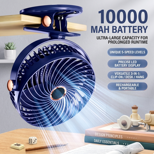 Rechargeable Clip-on Desk Fan