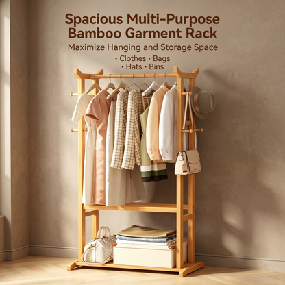 Multifunctional Solid Wood Garment Clothes Rack