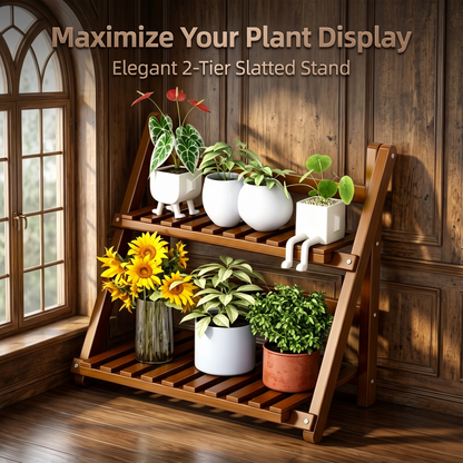 2-Tier Foldable Bamboo Plant Stand