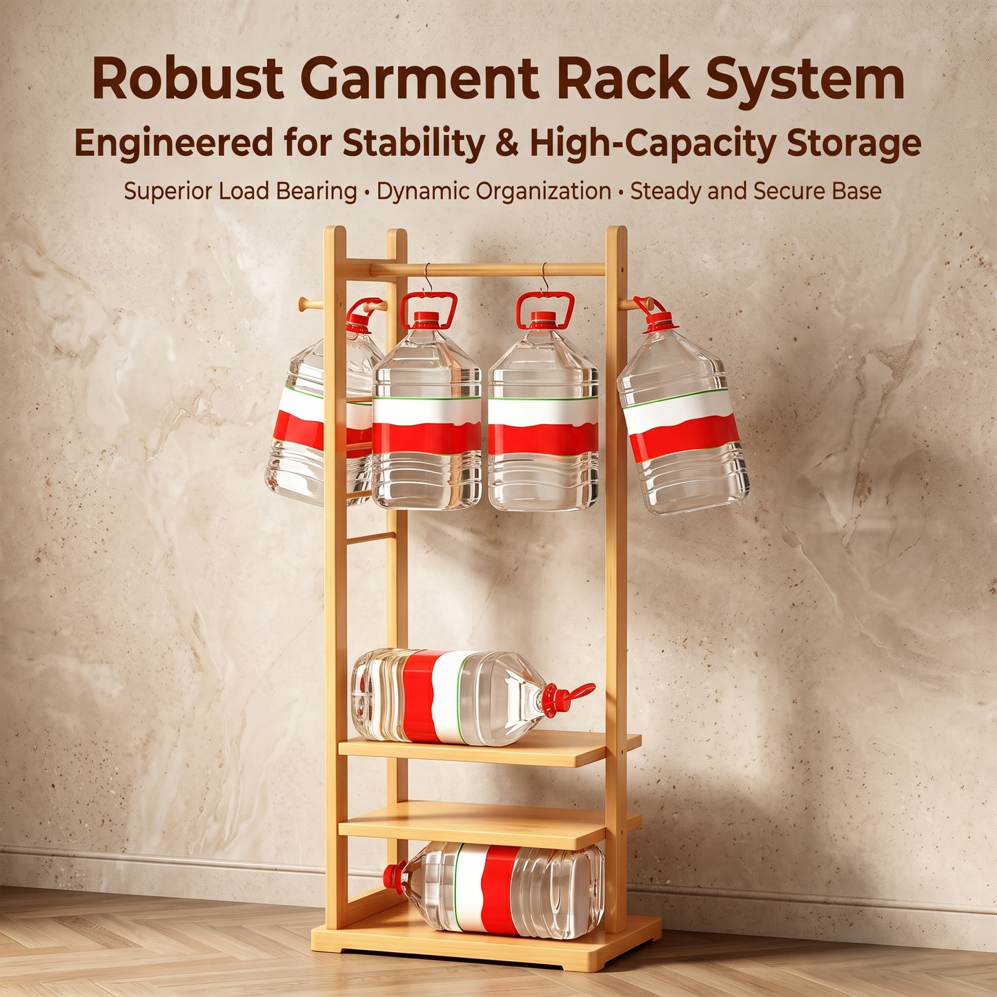 Multifunctional Solid Wood Garment Clothes Rack