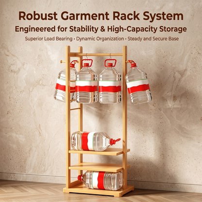 Multifunctional Solid Wood Garment Clothes Rack