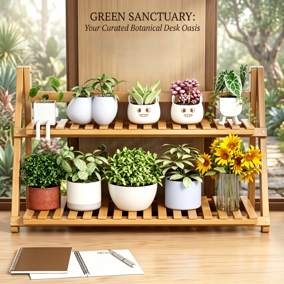 2-Tier Foldable Bamboo Plant Stand